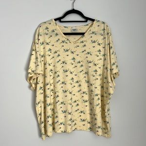 Floral Pattern Yellow Size XXL T-Shirt